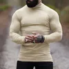 Neue 2024 Männer T-shirt Einfarbig Velour Rollkragen LG Hülse Casual Unterhemd Männer Gemütliche Streetwear Freizeit Camisetas M6WF #