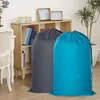 Sacos de lavanderia 2 pçs/set para roupas sujas acampamento diário com cordão portátil viagem em casa saco dobrável dormitório resistente ao desgaste