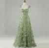Lorrtta Sage Green 3D Lace Butterfiles Sweetheart Prom Dres 2023 Spaghetti-riemen A-Line High Slit Fairy Evening Jurk A2XK#