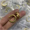 Hoop Huggie Diamond Inlay Pendientes redondos Hip Hop Stud Banshee Retrato 18k chapado en oro Medio aros Mujeres Diseñador Joyería Navidad Bir Otncj