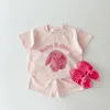 Korea Summer Infant Baby Boy Clothes Set Cartoon 3D Bear Printed T shirts TopsToddler Girl Breathable Shorts 2pcs 240314