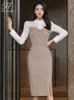 h Han Queen 2023 Autunno formale Dres Fi elegante Midi Dres per le donne Slim coreano Vintage Office Party Abiti casual H1NL #