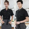 Chef jaqueta de manga curta preto branco homens mulheres cozinha cozinheiro casaco unisex restaurante garçom uniforme g5mU #