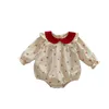 Lente in Baby Peuter Leuke Kleding Kids Baby Volledige Mouw Peter Pan Kraag Cherry Outfits geboren Body 024M 240327