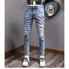 2023 Marque Vêtements Biker Jeans Hommes Streetwear Lg Slim Denim Pantalon Skinny Taille Moyenne Légère Élastique Cott Pantalon Mâle x8M9 #