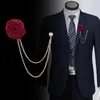 Damat Boutniere Düğün Korsaj Bezi El Yapımı Gül Fr Brooch Yokel Pim Rozeti Tassel Zincir Erkek Takım Accories M2YV#