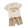 Ensembles de vêtements Carolilly Toddler Boy Vêtements d'été Lettre Imprimer MAMA S T-shirt à manches courtes avec short à taille élastique 2pcs Outfit bébé