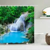 Tende da doccia Foresta pluviale tropicale Tessuto stampato Tenda Foresta Paesaggio Bagno Schermo Poliestere impermeabile Prodotto Home Bathroom Decor