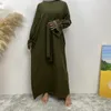 Etniska kläder Mellanöstern Muslimska kvinnor Maxi Dress Lace Zipper Front Abaya Dubai Turkiet Robe Kaftan Islam Ramadan Jalabiya Eid Caftan