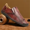 Skor gratis frakt mäns platta ärtor skor ny version avslappnad verkligen get läder mode körskor äkta läderskor
