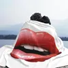 Blankets Women's Cute Chic Sexy Ele Red Lisptick Full Lips Arrival Fashion Leisure Flannel Blanket Mouth Love Girls