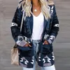 women's Retro Boho Cardigan Lg Sleeve Knitted Christmas Halen Cardigan Loose Loose Sweater r5nR#