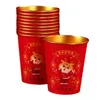 Disposable Cups Straws Convenient Paper Dragon Year Celebration Beverage Cup Disposables Water