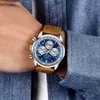 Wristwatches 2024 LIGE Panda Eyes Quartz Mens Watches Fashion Business Leather Strap Waterproof Date Chronograph Luminous Watch For Men 24329