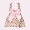 Vestuário para cães Princesa Vestido Fino Acabamento Floral Padrão Pet Bowknot Halter