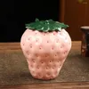 Förvaringsflaskor jordgubbsformade kapsel keramiska burk