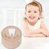 Förvaringsflaskor tand Keepsake Box Trä baby Memory Milk Teeth Container Söt snidade älvgåvor Spädbarnssparare för pojke eller flicka