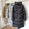 Capuchon Lg Down Jassen Vrouwen Verdikte Warme Parka High-end Fi Lace-up Pluizige Winter Puffer Jas Vrouwelijke bovenkleding 14lU #