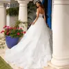 Backl Princ paljetterade pärlor Bodice Luxury Bridal Gown Sweetheart Lace Appliques Puffy Organza Wedding Dr Robe de Marie N4T1#
