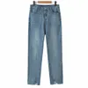 Plus Size Jeans skinny elasticizzati a gamba dritta Donna Abiti di buona qualità Pantaloni divisi alla caviglia Curve oversize