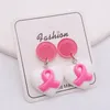Orecchini pendenti Nastro a forma di cuore rosa Treaddrop Pendenti a tema Consapevolezza del cancro al seno Sopravvissuto Gioielli per orecchie Regali per le donne