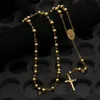 Collier chapelet plaqué or 18 carats, déesse catholique Virgen de Guadalupe, perles de 8mm, bijoux, pendentif croix Crucifix de jésus, 238T, nouvelle collection