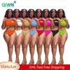 Mulheres Swimwear 5Sets Bulk Items Atacado Mulheres Duas Peças Biquinis Conjuntos Sexy Bandagem Maiôs Backless Bars Beachwear Ternos Sólidos 7060