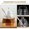 Dinnerware Sets Glass Honey Jar Transparent Container Clear Syrup Dispenser Household Pot With Stirrer Home Storage Scoop