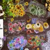 Hediye sargısı 100pcs/paket vintage çiçek çıkartmaları dekorasyon için DIY günlük planlayıcısı kırtasiye okul malzemeleri