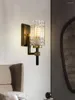 Wall Lamps Brass Crystal Master Bedroom Luxury Chinese Copper Modern Study Bedside Living Room Sconces Lights Decor Fixtures