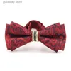 Bow Ties moda męska sukienka formalna moda Diamond Bow Wedding Bow Master of Ceremonies Groom Best Man Metal Mower Y240329