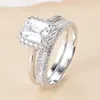 Cluster Rings COLORFISH 1 5ct Sets Luxury Emerald Cut Gem Solid 925 Sterling Silver Wedding Band For Women Engagement Jewelry Part311x
