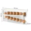 Aufbewahrungsflaschen Eierkarton Doppelschichtiger Halter für Kühlschrank mit automatischem Rollspender Platzsparend 12