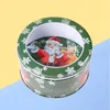 Bouteilles de stockage 2pcs Boîtes en métal de Noël rondes Cookie Candy Conteneurs Boîte de Noël avec fenêtre de couvercle transparent pour les fournitures de vacances de fête de thé (