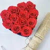 Fleurs décoratives 12-13pcs roses peserved dans la boîte en forme de coeur Natural Long Last Vraie Eternal Rose Mothers Saint Valentin Day Gifts Home Decor