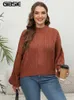 gibsie plus 사이즈 여성 짧은 스웨터 가을 겨울 2023 인과 mock neck lantern lg sleeve unted sweater tops b43U#