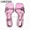 LAKESHI Heeled Sandals For Women High Heels Pink Seashell Design Slippers Summer Elegant Open Toe Party Wedding Shoes 240320