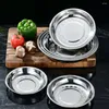 Dinnerware Sets 8 Pcs Stainless Steel Disc BBQ Plate Snack Dish Jewelry Tray Thicken Serving Camping Plates Round Dinner