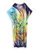 2024 Summer Plus Size Bohemian Print V Neck Batwing Sleeve Loose Kaftan Dr African Women Beachwear Swimsuit Cover Up Q1577 o2jp#