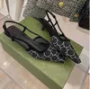 Sandaler designer Sling tillbaka Summer Fashion Women Luxury Rhinestone Wedding Sandles Sliders High Heels Fashion Shoes 254445