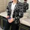 Men's Suits 2024 Spring And Autumn Product Fashionable Trendy Letter Printed Small Suit Fragmented Flower For Men