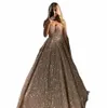 sexy senza spalline da sera Dres Glitter oro Tulle Sweep Train Prom Dr Plus Size Abiti personalizzati De Fiesta d85j #