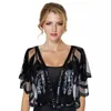 sequin Beads Decor Shawl Elegant Embroidery Cape Breathable Mesh Short Cardigan Women Dr Accories For Wedding Party Prom q3WE#