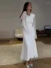 Robes décontractées de base Blanc élégant longue robe crayon femmes manches évasées col en V taille haute 2024 printemps été femme moulante vacances ro ot5zx