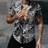 Camisas casuais masculinas camisa havaiana homens moda férias manga curta plantas tropicais streetwear tops harajuku 3d impressão roupas de praia