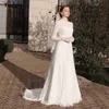 Urban Sexy sukienki toofgon Wszystkie koronkowe wesele Linia Linia Long Rleeve Suknie wysoko szyi Buttons Formal Bride Dress Women Party Bridal YQ240329