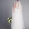 Donne avorio semplice cappella velo taglio bordo a uno strato matrimonio velo da sposa velo elegante copricapo a trasparente fotografico Accory sposa x0ka#