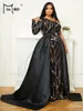 Missord Black Cecin Plus Size Even Elegant Women One ramię LG Sleeve Pas MAXI Party Prom Dr z suknią pociągu B2CP#