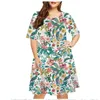 6XL Tamaño grande Dres Summer Plant FRS Imprimir Mujeres Tallas grandes Dr Manga corta Casual O-cuello Mini Sundr Ladies Vestidos M3rL #