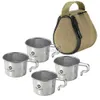 Camp Kitchen Campingmoon 4pcs Kamp Sierra Kase Kahve Kupası Bir Depolama Çantası Trowware Kamp Pot Yürüyüş Kahve Kupa Kupa Kupa 240329